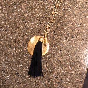Stella & Dot Gold Necklace with Black Tassel